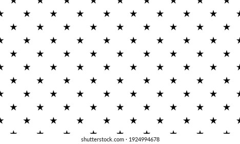 Black Star Seamless Pattern on White Background.