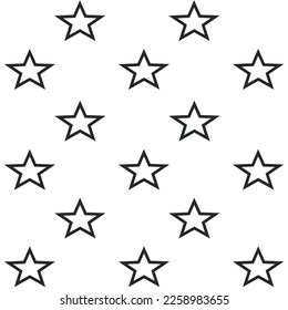Black Star Seamless Pattern on White Background.