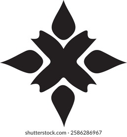 black star shape flower on white background