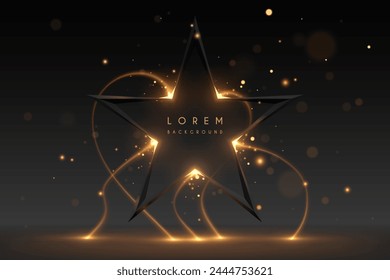 Black star shape with golden light effect