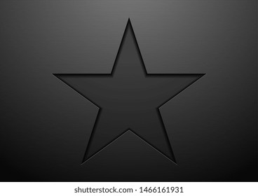 Black star shape on dark background. Tech modern geometric design. Vector illustration