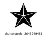 A black star silhouette vector icon against a white background The star is five-pointed with sharp angles and a solid black fill. The style is simple and geometric.