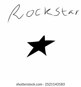 Black star symbol. Black star vector illustration. Rockstar calligraphic. Rockstar symbol. 