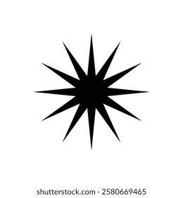 Black Star, Twinkling stars, Sparkles, Shining burst, Sun, Moon phase. Vector star  on white background	
