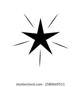 Black Star, Twinkling stars, Sparkles, Shining burst, Sun, Moon phase. Vector star  on white background	
