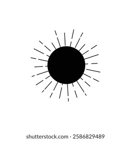Black Star, Twinkling stars, Sparkles, Shining burst, Sun, Moon phase. Vector star on white background