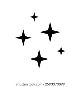 Black Star, Twinkling stars, Sparkles, Shining burst, Sun, Moon phase. Vector star on white background	