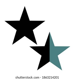 black star vector, 2 star vector with half filled color