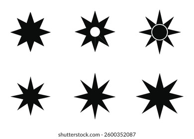 Black star  vector illustration set icon