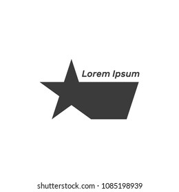 Black star vector logo, illustration flat, plate on the right