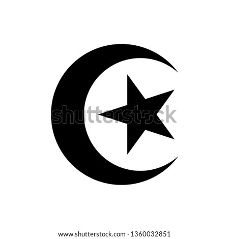 Black star within crescent symbol. The national emblem of Tunisia without a circle isolated on white background.