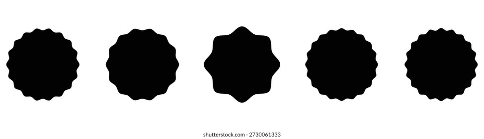 Black starburst badge vector set . Black starburst badge shapes in scalable vector format. Ideal for sale labels, promotions, price tags, stickers, and marketing designs. vector illustration.