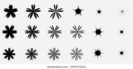 Black Starburst Gradient Transformation Vector Graphics Perfect for Creative and Modern Design Concepts