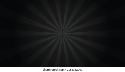 Black starburst gradient vector background. Radial sunburst wallpaper.