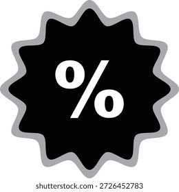Schwarzes Sternzeichen-Shape mit grauem Rand und Prozentzeichen-Rabattsymbol