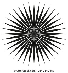 Black starburst shape. Sharp radial form. Dynamic explosion vector. Geometric spike pattern.