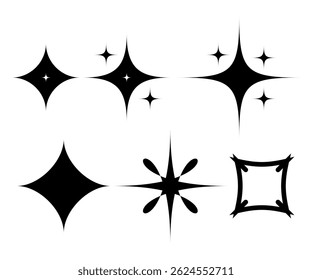 Preto Starburst Sparkle Vetor Definir Ícones Estéticos Minimalistas