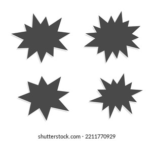 black starburst star splash icon set isolated on white background