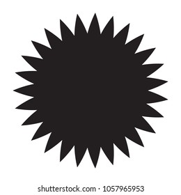 Black starburst, sunburst, burst, badge, sticker, stamp, seal or label, flat vector icon, design element.