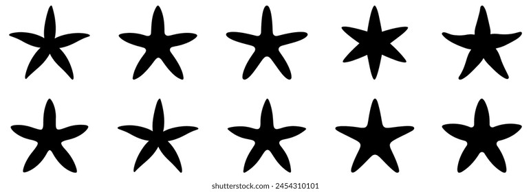 Black starfish icons. Vector illustration
