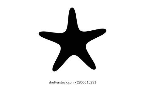 Black starfish silhouette against a white background simple marine life illustration silhouette