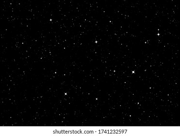 Black Starry Sky. Dark night sky. Infinity space with shiny stars. Mystery dark Universe. Vector background