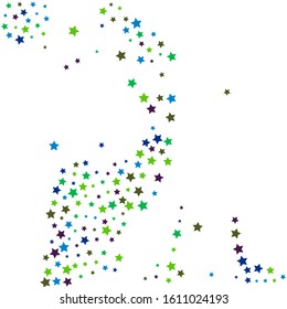 Black Stars Anniversary. Blue Confetti Holiday. Indigo Starry Symbol. Gray Texture Design. Sparkling Banner. Celebration Greeting. Glitter Holiday. Falling Background.