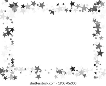 Black stars confetti abstract holiday vector background. Twinkle lucent star sparkles magical illustration. Black abstract party decoration elements on white.