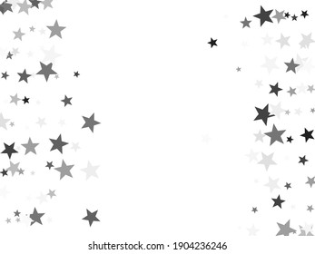 Black stars confetti adorable birthday vector background. Star sparkles flying magical illustration. Silver platinum abstract party decoration elements.