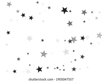 Black stars confetti charming holiday vector background. Star sparkles flying magical illustration. Black abstract party decoration elements on white.