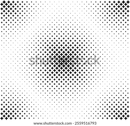 Black stars diamond halftone pattern