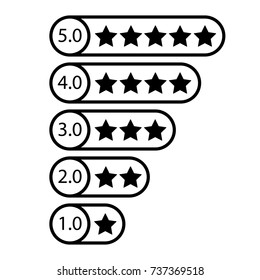 Black stars. Five rate. Vector icons. Feedback concept. Rating system. Vector illustration on white background.