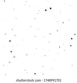 Black Stars Holiday. Gray Confetti Greeting. Tiny Falling Card. Celebration Banner. Glitter Modern. Sparkling Banner. Texture Card. Universe Sky.
