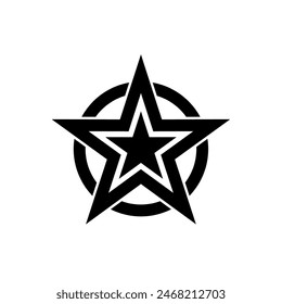Black stars inside stars and circles 