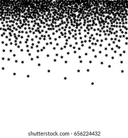 Black stars on a white background.  Vector star confetti splash isolated on white background. Pattern with small stars. Modern Creative Pattern. Vector image, EPS10.