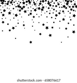 Black stars on a white background.  Vector star confetti splash isolated on white background. Pattern with small stars. Modern Creative Pattern. Vector image, EPS10.