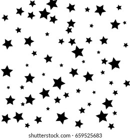 Black stars on a white background.  Vector star confetti splash isolated on white background. Pattern with small stars. Modern Creative Pattern. Vector image, EPS10.