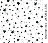 Black stars pattern seamless fabric pattern white background