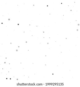 Black Stars Poster. Tiny Confetti Holiday. Gray Falling Holiday. Celebration Invitation. Glitter Festive. Sparkling Sky. Texture Design. Universe Wallpaper.
