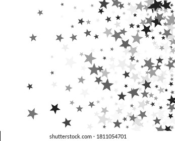 Black stars scatter christmas holiday vector background. Twinkle lucent star sparkles magical illustration. Silver platinum abstract party decoration elements.