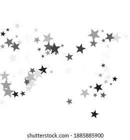 Black stars scatter pretty holiday vector background. Small glare star sparkles magical illustration. Silver platinum abstract party decoration elements.