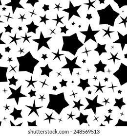 Black stars seamless pattern for any background. Vector illustration.