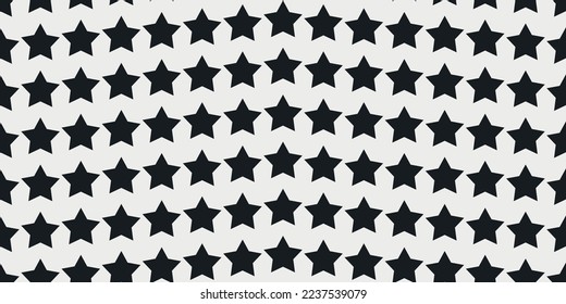 Black stars in a seamless pattern. Blue stripes in the background. Vector decor and print, stylish design of seamless surfaces.
