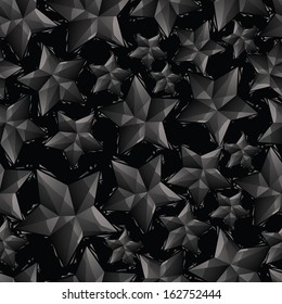 Black stars seamless pattern, geometric contemporary style repeating vector background.