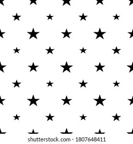 
Black stars seamless pattern on white background