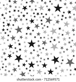 Black stars seamless pattern on white charming background.