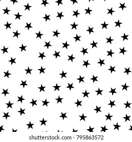 Black stars seamless pattern on white awesome background.