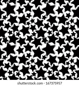 Black stars seamless pattern, black and white geometric contemporary style repeating vector background, best for use as web backgrounds and wallpapers.