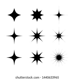 Black stars sparkles vector collection. Bright firework, decoration twinkle, shiny flash. 