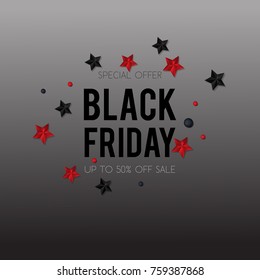 Black stars with text Black Friday. Vector illustration.